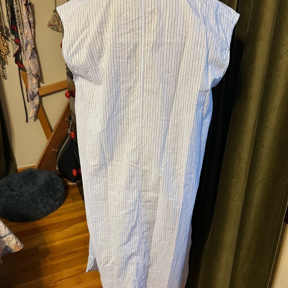 H&M Blue and White Tunic Maxi Striped Shirt Dress small - Picture 3 of 7